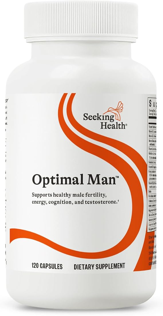 Seeking Health Optimal Man - Multivitamin Supplement with Zinc, Active Folate, Alpha-Lipoic Acid - Multivitamin Supports Energy & Brain - Support Aging & Men's Health - 30 Servings