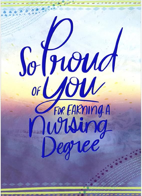 Designer Greetings So Proud of You Blue Foil Script Nursing Degree Graduation Congratulations Card for Nurse