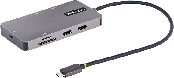 StarTech 8-in-1 USB-C Mini Dock, Dual 4K 60Hz HDMI, 5Gbps, GbE, SD, 100W