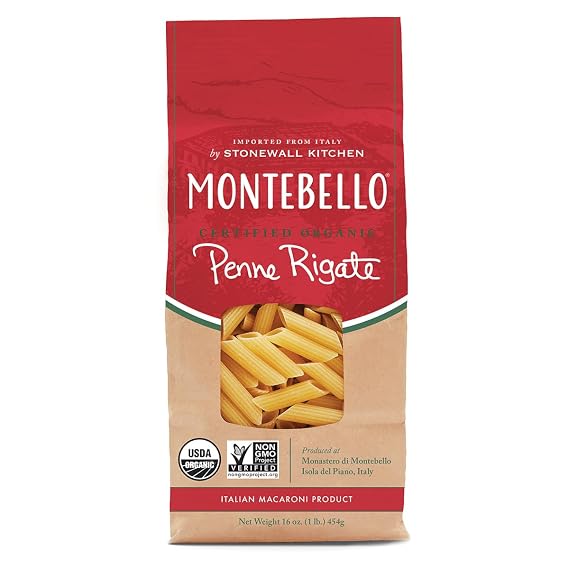 Montebello, Organic Penne Rigate Premium Italian Pasta, 16 oz.