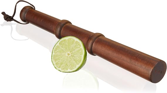 Viski Acacia Wood Cocktail Muddler Bar Utensils, Wooden Muddler Bar Essentials, Barware Muddler for Cocktails, 12in Wood Set of 1