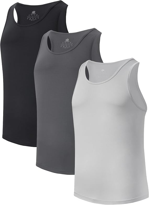 DAVID ARCHY Men's Tank Top Undershirts Moisture Wicking Quick-Dry A-Shirts Soft Silky Undershirts Tank Shirt for Men 3 Pack