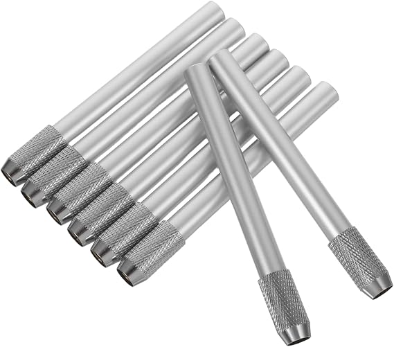STOBOK Reusable Pencil Extender for Artists Metal Pencil Lengthener Holder for Colored Graphite and Charcoal Pencils 4.13 in Short Holder for Drawing Sketching Office Supplies 8 Pack