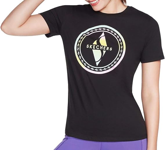 Skechers Womens Ombre Logo T-Shirt Small Black