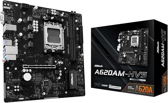 ASRock A620AM-HVS AMD Ryzen 9000/8000 / 7000 Serisi CPU Uyumlu (Soket AM5) A620A Micro ATX Anakart