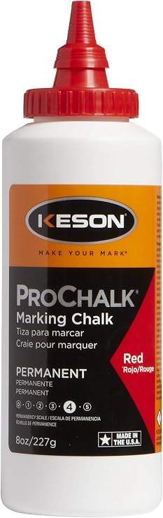 Keson PM8RED ProChalk Permanent Marking Chalk - Level 4, Red, 8-Ounce