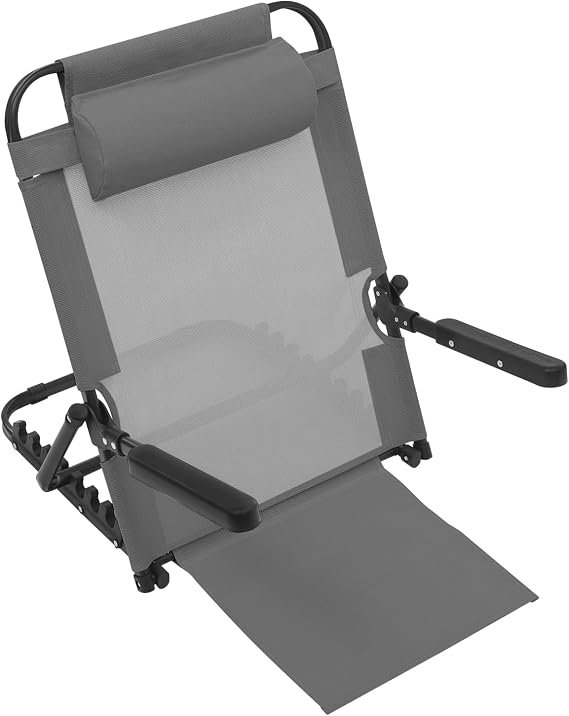 Adjustable Lifting Bed Backrest with Armrest and Pillow, Portable Folding Bed Chair Support, Sit-Up Backrest for Neck Lumbar Back Head Support (Grey)