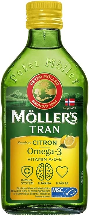 Mollers Tran Cod Liver Oil 250 ml/ 8.45 fl oz | Citron Flavor | Omega-3 | Fish Liver Oil