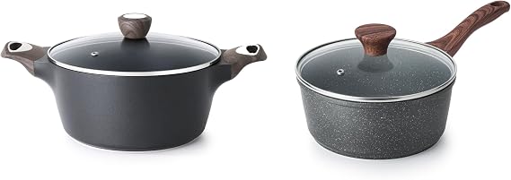 SENSARTE 2.0 Quarts Nonstick Saucepan with Lid,Small Kitchen Cooking Pot, Induction Comptable,4.5QT Nonstick Stock Pot with Lid,PFOA PFOS APEO Free