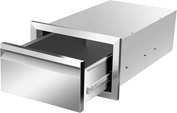 Outdoor Kitchen Drawers 14Wx8.5Hx23D Inch Stainless Steel Flush Mount BBQ Drawers for Outdoor Kitchen Island or Patio Grill Station