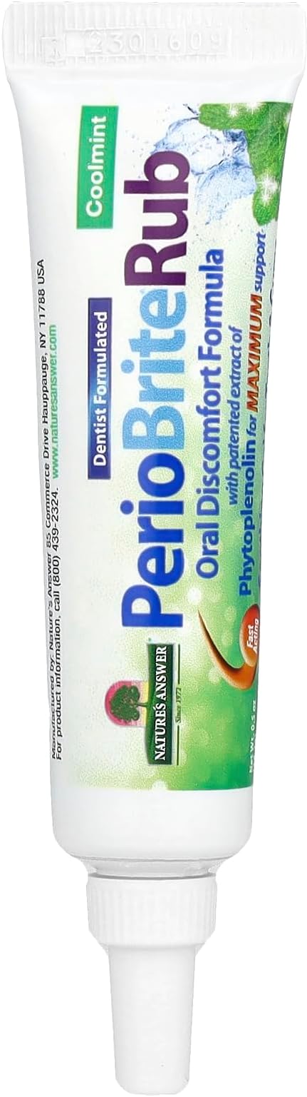 Nature's Answer Periorub| Oral Discomfort Formula for Healthy Teeth & Gums| Coolmint Flavor| Gluten-Free, Fluoride-Free, Soy Free & Vegetarian| No Artificial Flavors or Preservatives|Topical Rub 0.5oz