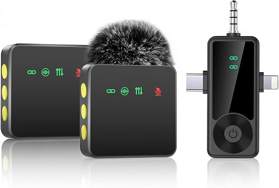 Mini Wireless Microphone for iPhone/Android/Camera, Noise Reduction