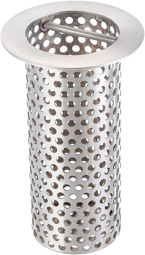 Commercial Floor Drain Strainer, 316 Stainless Steel 2" x 4" | Cylindrical Mesh Drain Filter with Handle for Restaurant Kitchen, Food Processing, Industrial Use | Acid & Alkali Resista