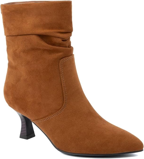 Jones New York Womens Slouch Mid-Calf Boots Pointed Toe Kitten Heel Ankle Booties with Side Zipper, Dressy Fashion Shoes for Office, Party, and Evening Wear -