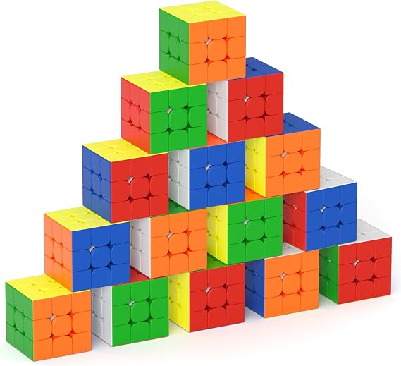 Full Size 3x3x3 Speed Cube Set, 2.2in Puzzle Party Favors Toy Stickerless Magic Cube Set, School Classroom Prize for Students, Birthday Party Stocking Stuffers Gifts for Kids Teens Adults(15 Pack)