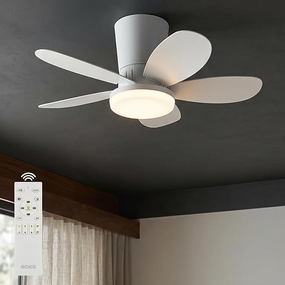64cm Modern Goes Uzaktan Kumandalı 5 Kanatlı Tavan Vantilatörü Ve Led Lamba Işık 42W Beyaz-Beyaz [Enerji Sınıfı A]