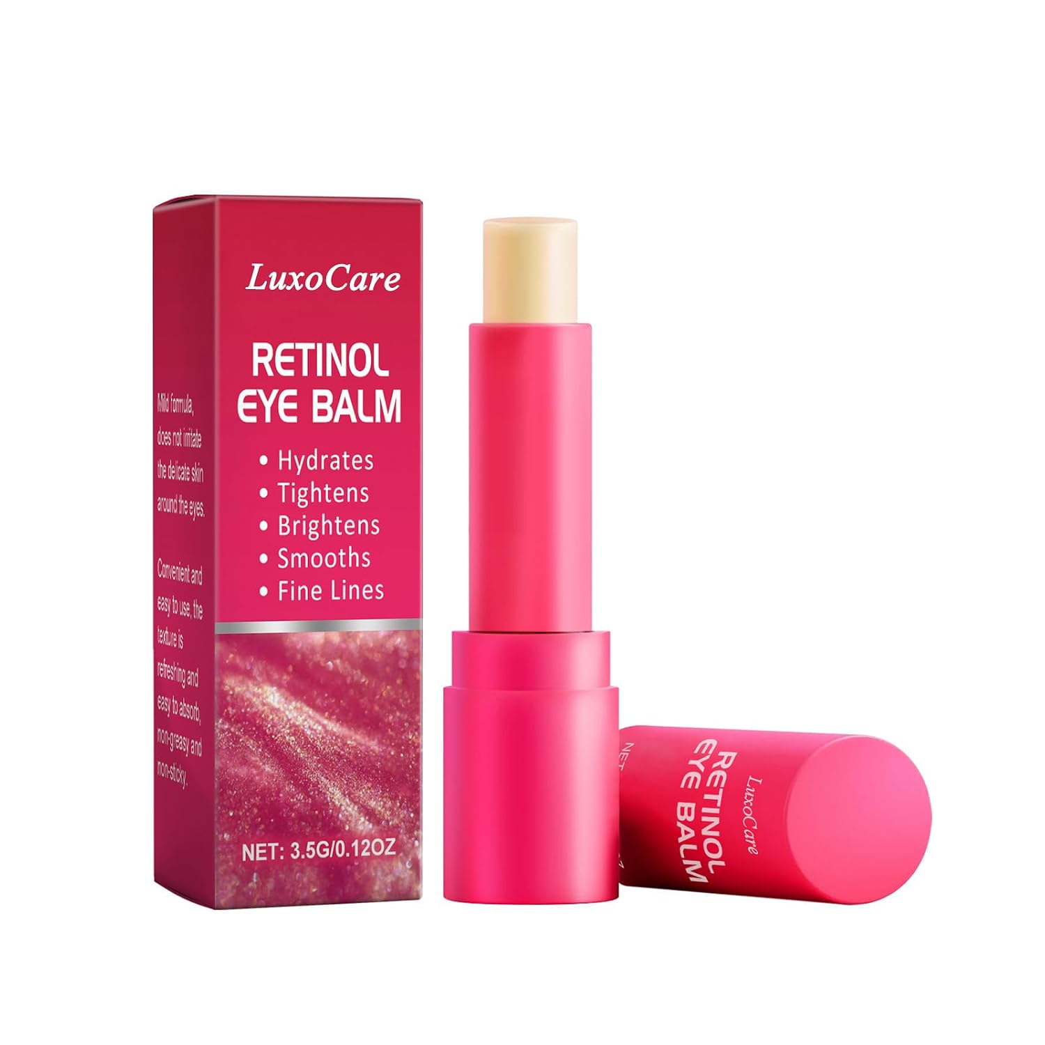 Retinol Eye Stick & Cream - Anti-Aging Under Eye Treatment, Reduces Dark Circles, Fine Lines, Puffiness, With Collagen & Hyaluronic Acid, Visible Results in 3-4 Weeks, Moisturizing Balm #01, A