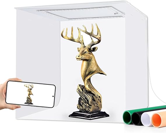 Portable Photo Studio Light Box, Photo Light Box, 16"x16"x16" Professional Dimmable Shooting Tent Kit with CRI >97 150 LED Lights 5700k 3600lm 4 Backdrops for Small Product Photography | CRI >97 150 LED Lights 5700k 3600lm 4 Backdrops for Food, Small Product Photography