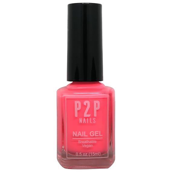 P2P Nails Vegan Neon Nail Gel Polish - Natural Shine Scratch Free - Quick Dry - Smooth Texture in Vibrant Colors - Long Lasting Nail Art Gel Polish for all Stylish Women (Peachin')