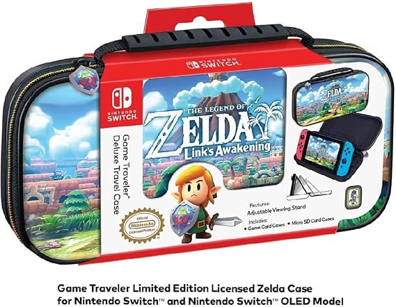 Game Traveler Zelda Nintendo Switch Case - Switch Carry Case for Switch OLED, Switch and Switch Lite, Hard Portable Travel Case, Adjustable Viewing Stand & Bonus Game Cases, Deluxe Carry Handle