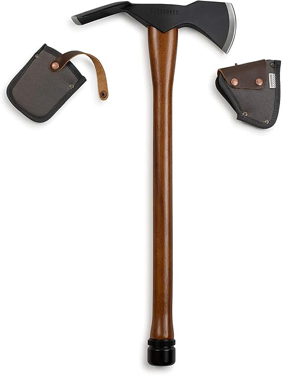 Barebones Pulaski Axe - 1055 High Carbon Steel Splitting Axe Blade - Wood Splitter with Canvas Sheath - Chopping Axe for Rooting and Trenching