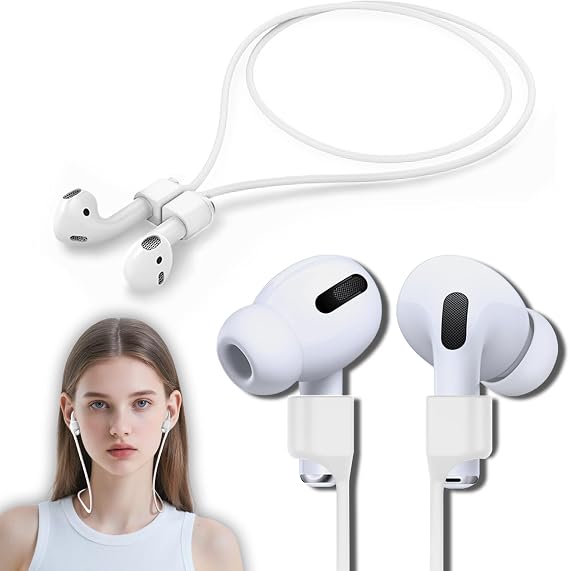 Mooyavia AirPods için Ultra Güçlü Manyetik Kayıp Kaybı Kayıp, Airpods ile Uyumlu Renkli Yumuşak Silikon Spor Kordon 1. 2. 3. Nesil Pro 3 2 1, Boyun Halatı Kablosu - Beyaz