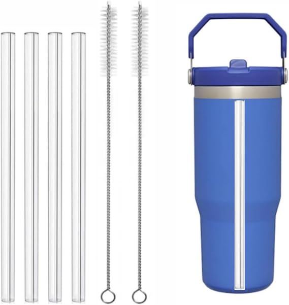 Replacement Straw Compatible with Stanley Iceflow 30oz Flip Tumbler, Reusable Clear Drinking Straws with Straw Cleaner Brush (Fit Iceflow Original Lid,Not fit for Stanley Iceflow 2.0 30oz Cups)