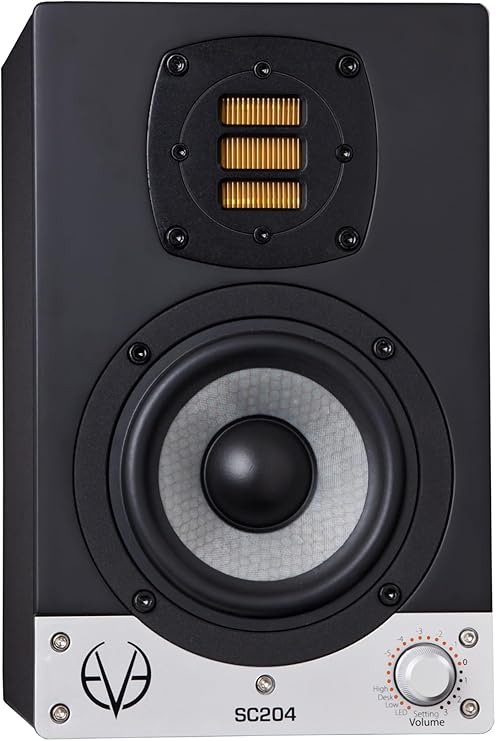 EVE AUDIO SC204 4 Active 2 Way Nearfield Studio Monitor, Single | 4 Silvercone Woofer, Amt RS1 Tweeter, 64-21, 000 Hz, 96 Db Max Spl, Smart-Knob Dsp for Room Adaptation