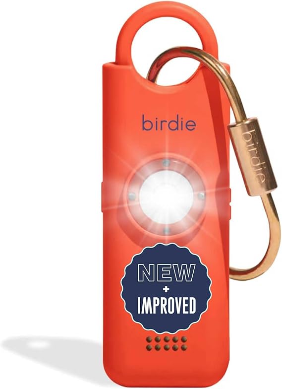 Shes Birdie 3.0 New Version The Original Personal Safety Alarm for Women by WomenLoud Siren, Flash Light and Rechargeable Battery in a Variety of Colors (Coral Orange)