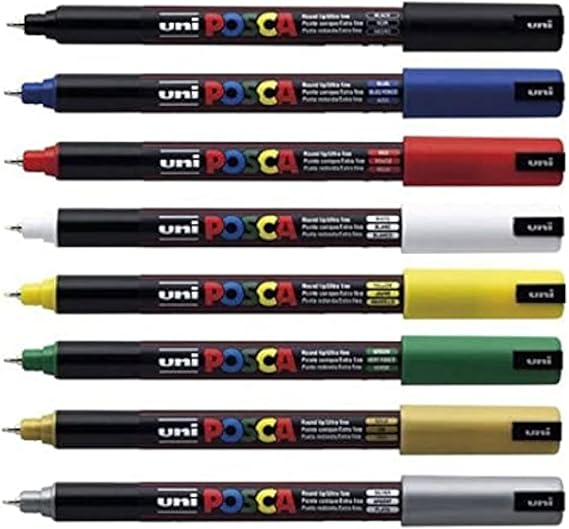 Uni-Ball Uniball POSCA PC-1MR Ultra Fine Marker Pens THE SET OF 8 BEST SELLERS