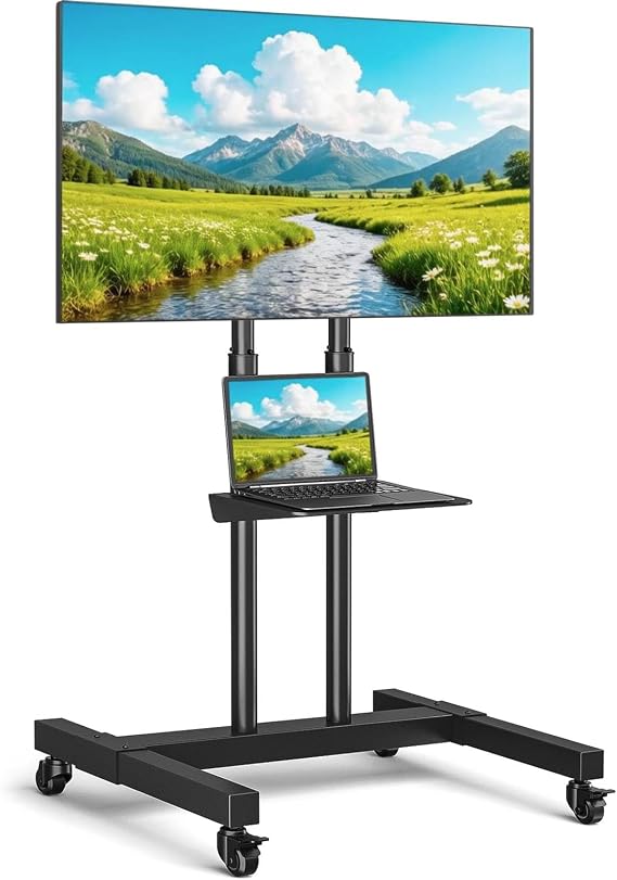 Rfiver Mobile TV Cart Rolling TV Stand for 32-83 Inch Screens up to 110lbs