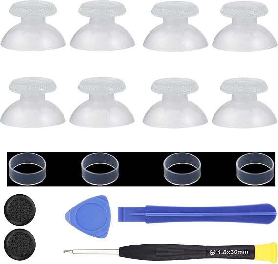 8 Pack Clear White Replacement Thumbsticks for DualSense PS5 Controller, Custom Analog Thumbstick Joystick Grip Replacement for PlayStation 5 Controller