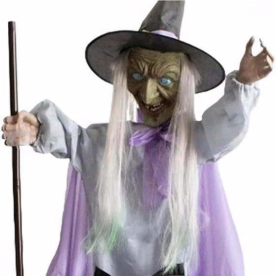 Glowing Hovering Witch Figure with Lighting Eye Effects Horror Animatronics Props Halloween Decoration Applications Gift Haunting House Decors
