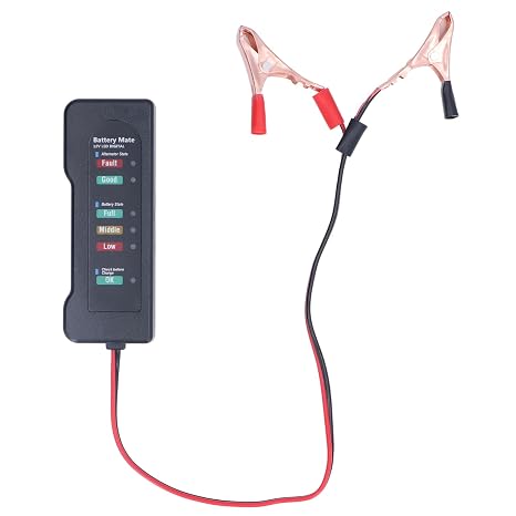 Car Battery Tester 12V Battery Analyzer Reverse Protection High Sensitivity LED Display Battery Load Tester for Cars Forklifts Boats RVs Motorcycles Plastic Pure Copper 69g