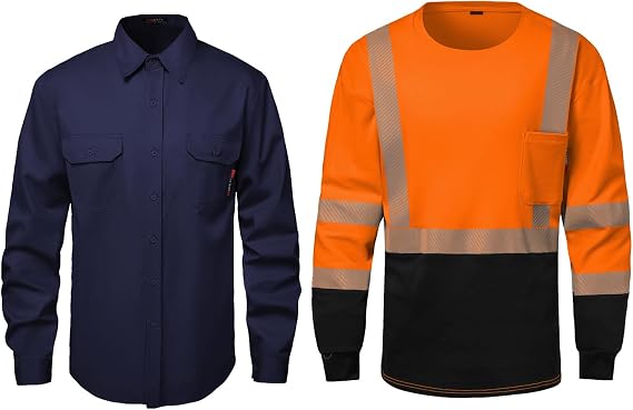 SKSAFETY FR Shirts for Men Long Sleeve, Welding Shirt Lightweight Fire Resistant Flame Retardant Shirt CAT2