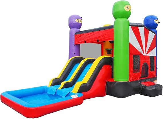 JumpOrange 24x14ft Ninja Commercial 15oz PVC Dual Lane Bouncer Combo Pool
