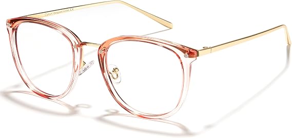 Cyxus Fashion Fake Glasses for Women, Blue Light Glasses for Woman Round Blue Light Blocking Eyewear Anti Eye Strain Glasses