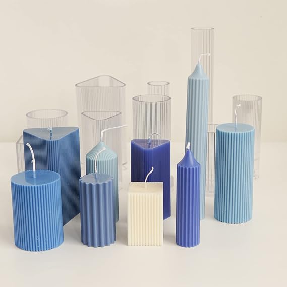 9 Pack Plastic Serration Candle Mold Plastic Resin Mold Plastic Cylinder Sawtooth Candle Mold Plastic Round Column Soap Mold Plastic Mold for Candle Resin Plastic Decoration Mold