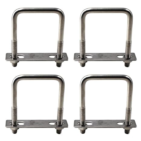 M6x20x45mm Square U Bolt 304 Stainless Steel Tie Down U Bolt (Pack of 4)