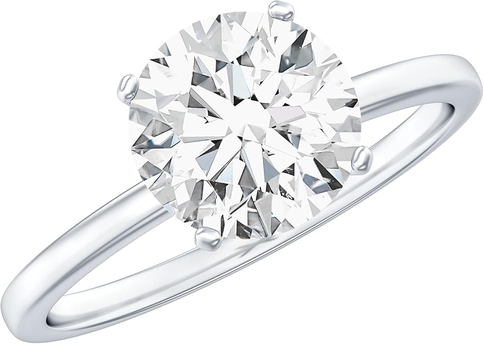 2 Carat Lab Grown Diamond Classic Engagement Ring Silver, Ef-Vs Quality