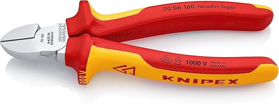 Knipex Yan Keski Krom Kaplama, Yalıtımlı Çok Bileşenli Kılıflar, VDE Onaylı 160 mm 70 06 160