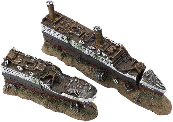 Resin Shipwreck Aquarium Ornament, Titanic Wreck Decor