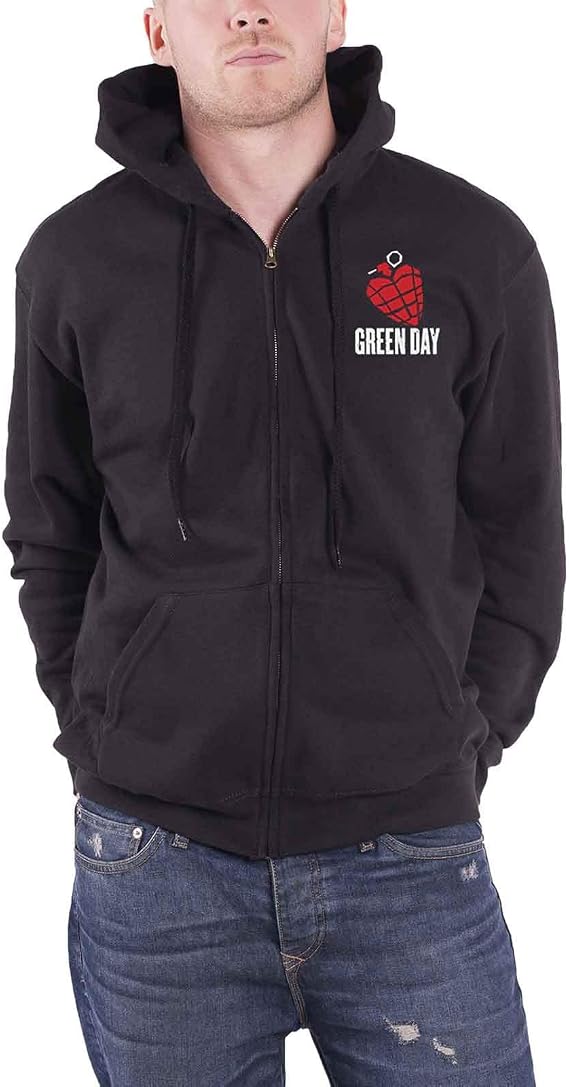 Green Day Hoodie American Idiot Band Logo Official Mens Black Zipped