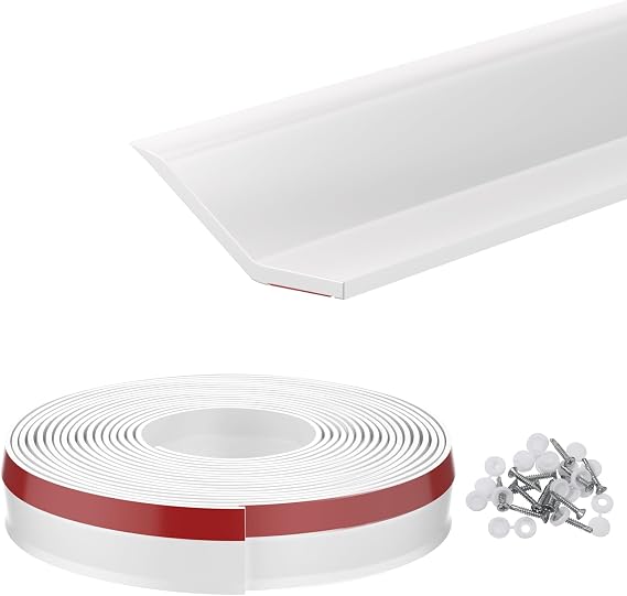 Garage Door Seal Top and Sides, 36 FT Garage Door Weather Stripping Side Seal, Universal Weatherproofing TPE Trim Seals Weather Strip White