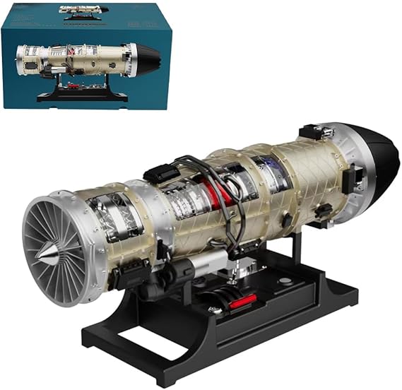Turbofan Engine Model Kit, 1/10 Aircraft Engine Turbojet Engine Model Turbofan Engine Kit, 600+PCS DIY Metal Engine Mechanical Assembly Engine Kit Small Bypass Ratio Twin Rotor