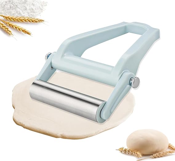 Rolling Pin with Adjustable Labor for Baking,Non-Stick Stainless Steel Dough Roller with Handle,Baking Rolling Pin for Pizza,Crust,Cookie Pasta,Dumpling,Pie,Dough Baker Roller for Kitchen