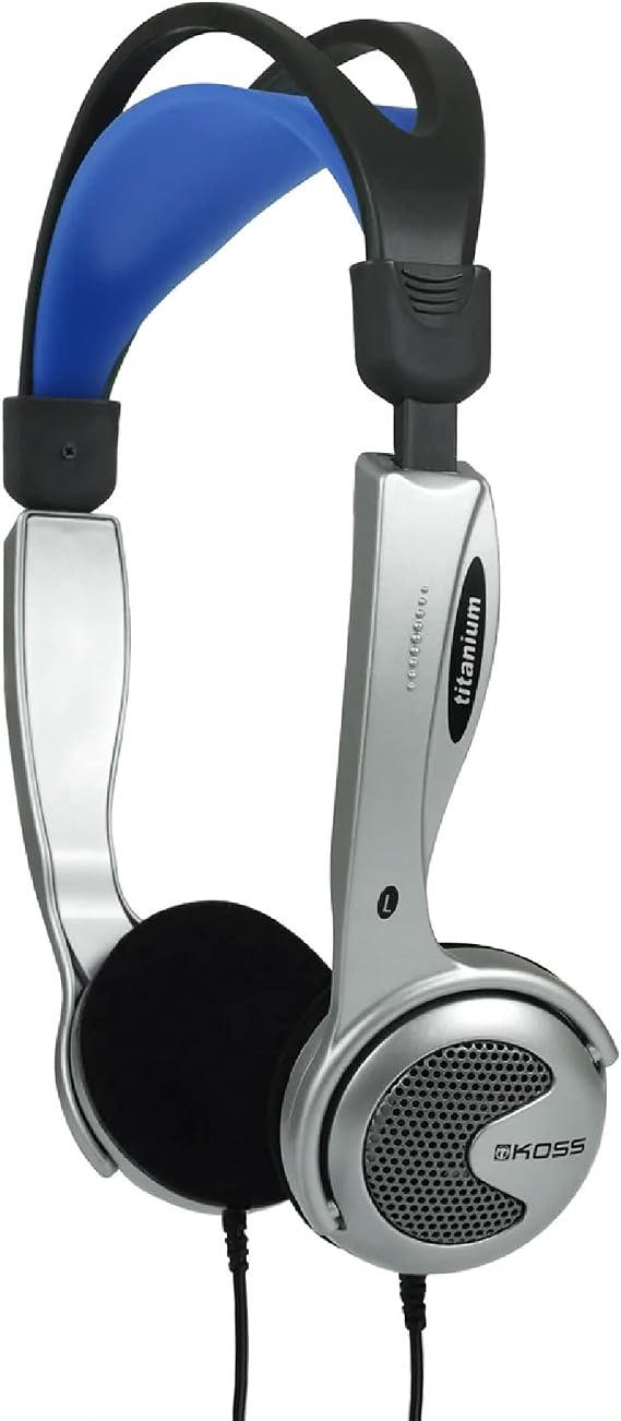 Koss KTXPro1 Titanium 90s Style On-Ear Headphones, Silver, Volume Control | Retro Style, Wired 3.5mm Plug, 60 ohm Dynamic Drivers