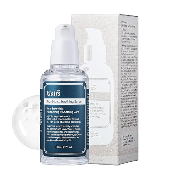 DearKlairs Rich Moist Soothing Serum Korean Cica Serum, 2.7 Fl Oz | Centella, beta-glucan & hyaluronic acid, calming hydration for sensitive skin, unscented, vegan, non-greasy