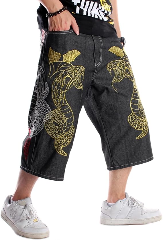 Enrica Men's Baggy Jorts Casual Loose Fit Hip Hop Skateboard Denim Shorts