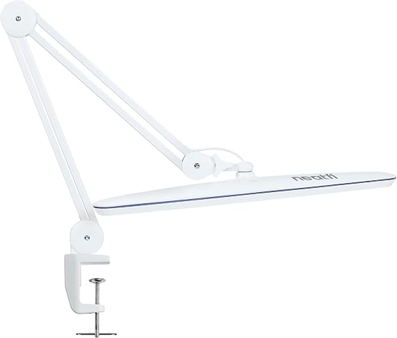 Neatfi XL 2200 Lumen LED Task Clamp 24W 117pcs SMD LED 23" Ultra Wide Lamp 4 Level Brightness Dimmable Eye Care LED Lamp Glare Free Adjustable Arm Utility Clamp White